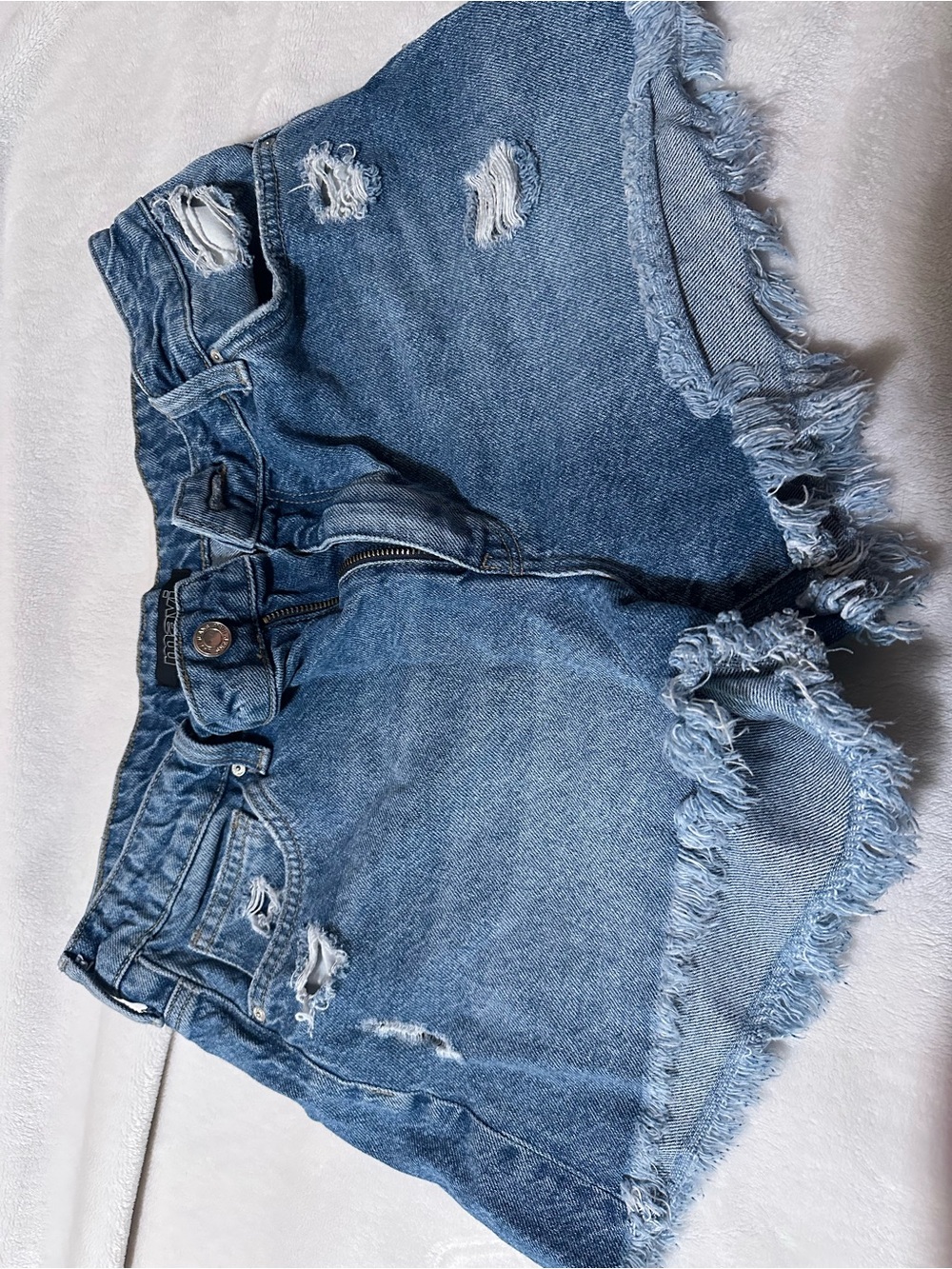 Mavi Blue Distressed Denim Shorts with Frayed Hem